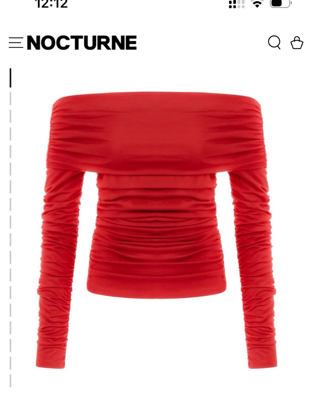 Nocturne Red Off-Shoulder Ruched Long Sleeve Blouse